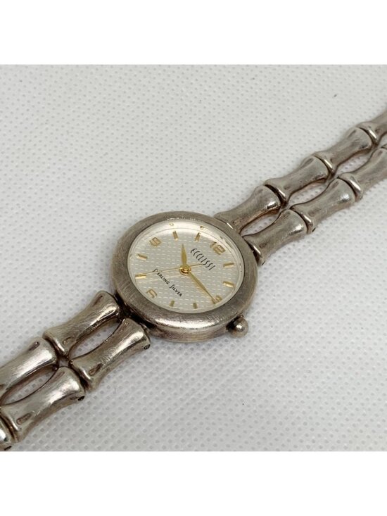 Ecclissi 925 Sterling Silver Bamboo Link women Watch quartz 25mm 7.5” running main image 4